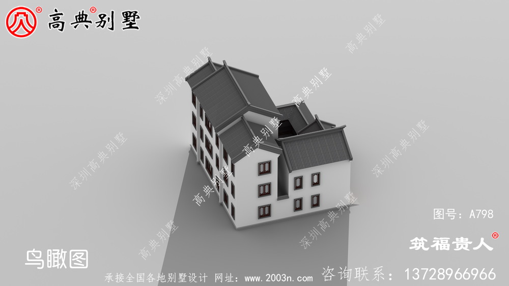 新中式自建三层别墅设计图纸，样式新奇
