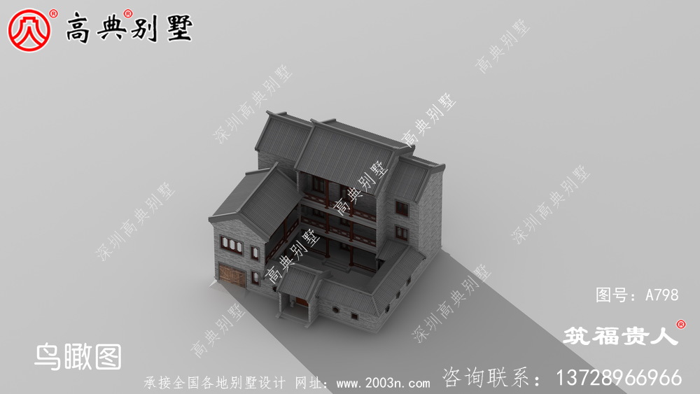 新中式自建三层别墅设计图纸，样式新奇