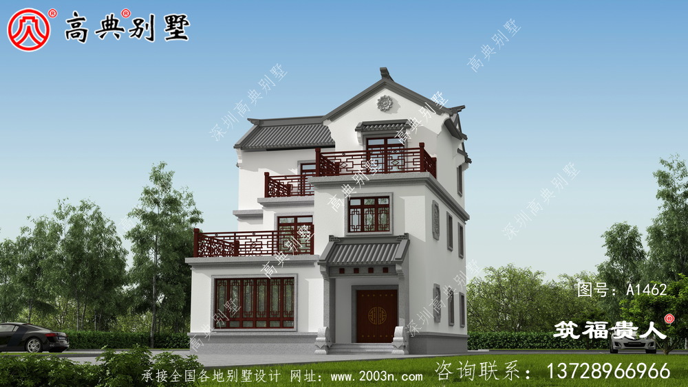 新中式简单时尚的别墅设计图